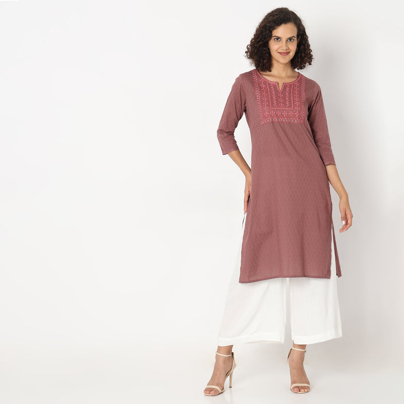 Straight Fit Embroidered Kurta