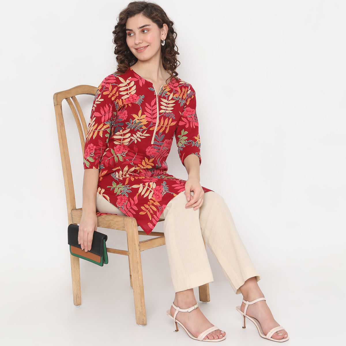 Straight Fit Floral Kurta