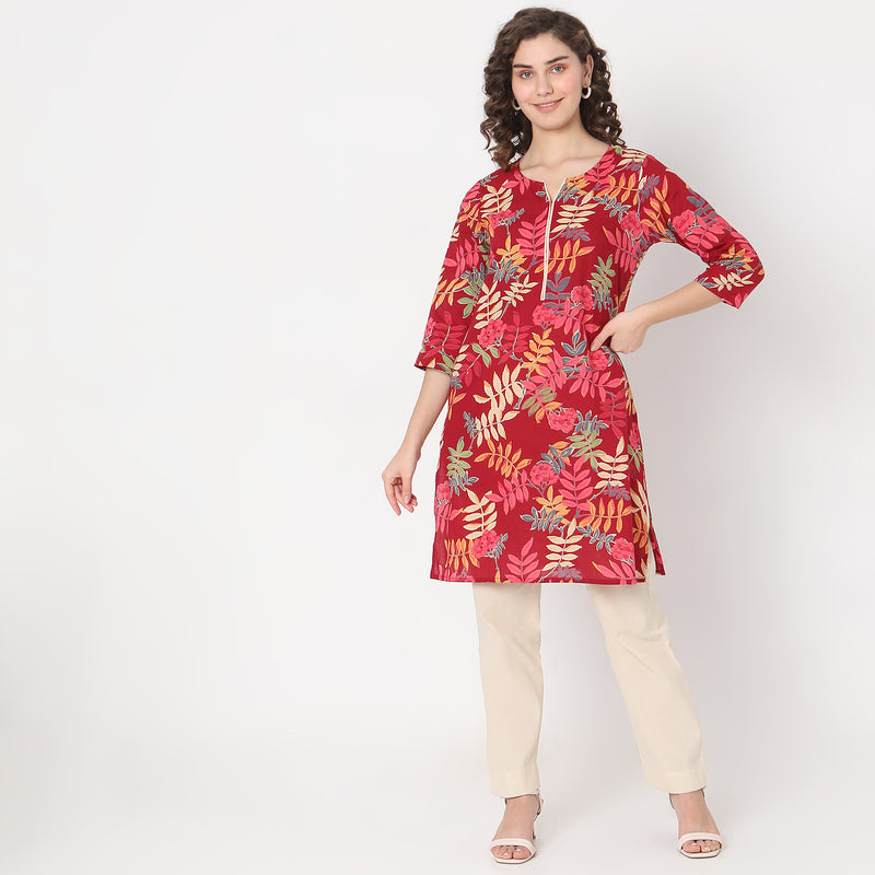 Straight Fit Floral Kurta