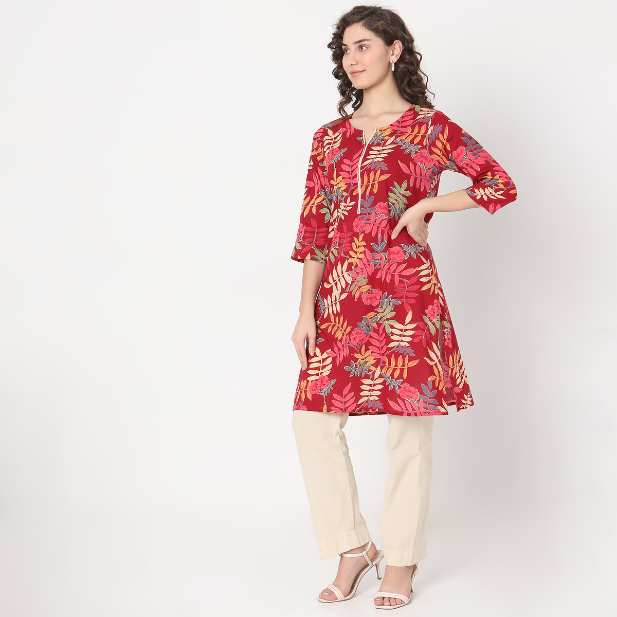 Straight Fit Floral Kurta