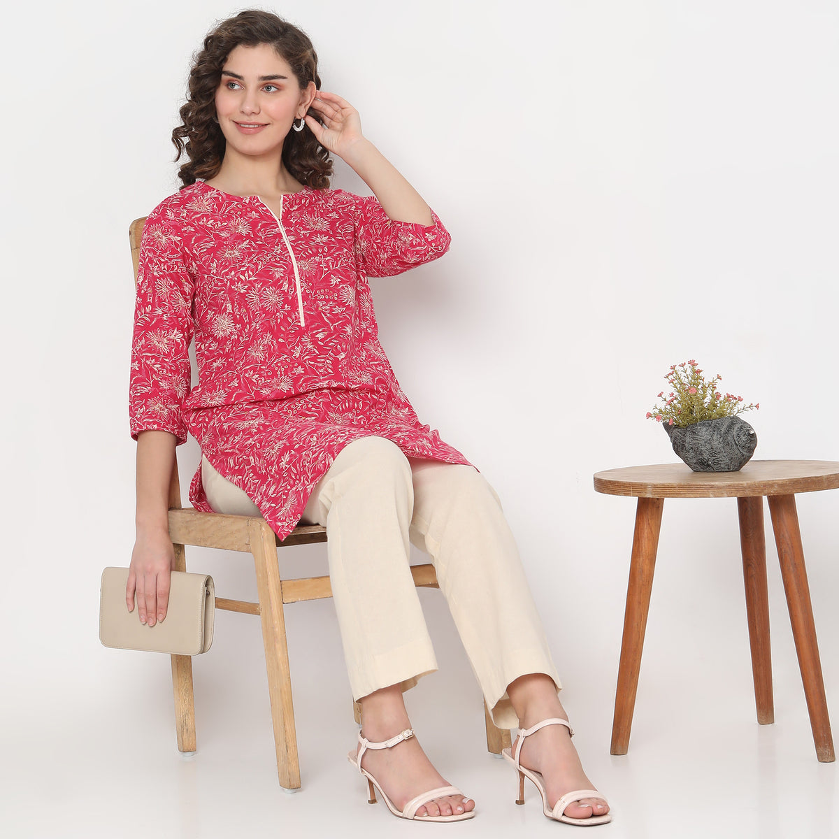 Straight Fit Floral Kurta