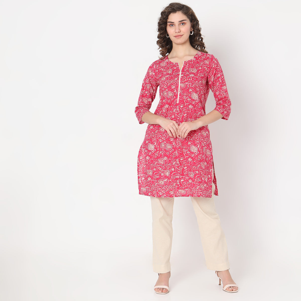 Straight Fit Floral Kurta