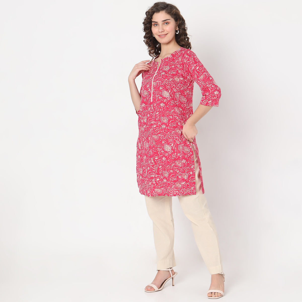 Straight Fit Floral Kurta