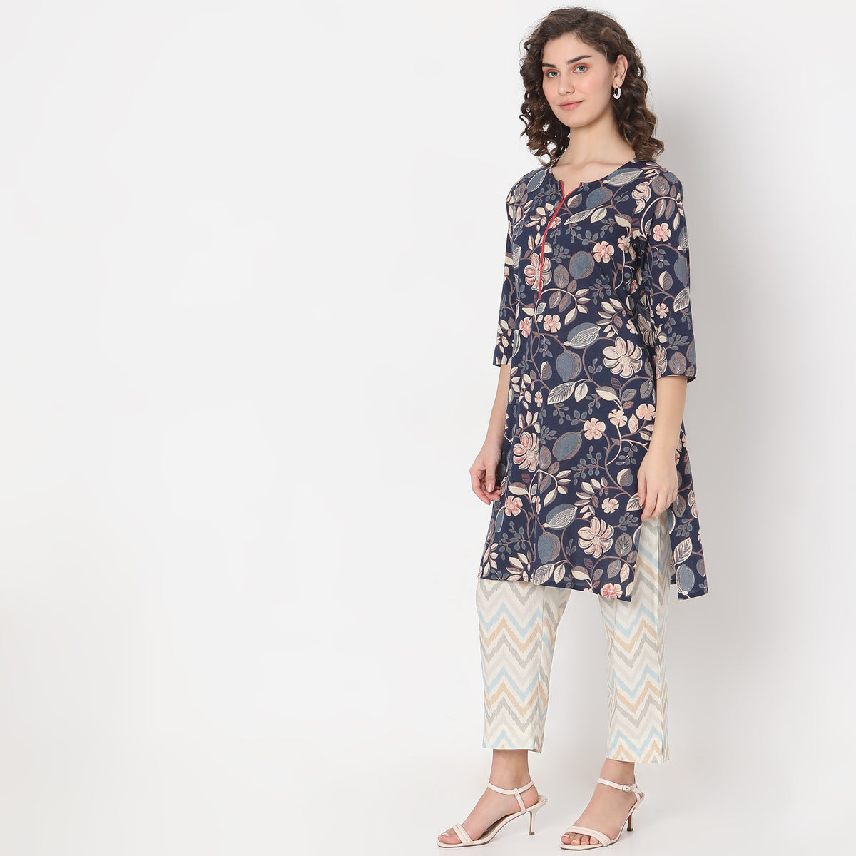 Straight Fit Floral Kurta