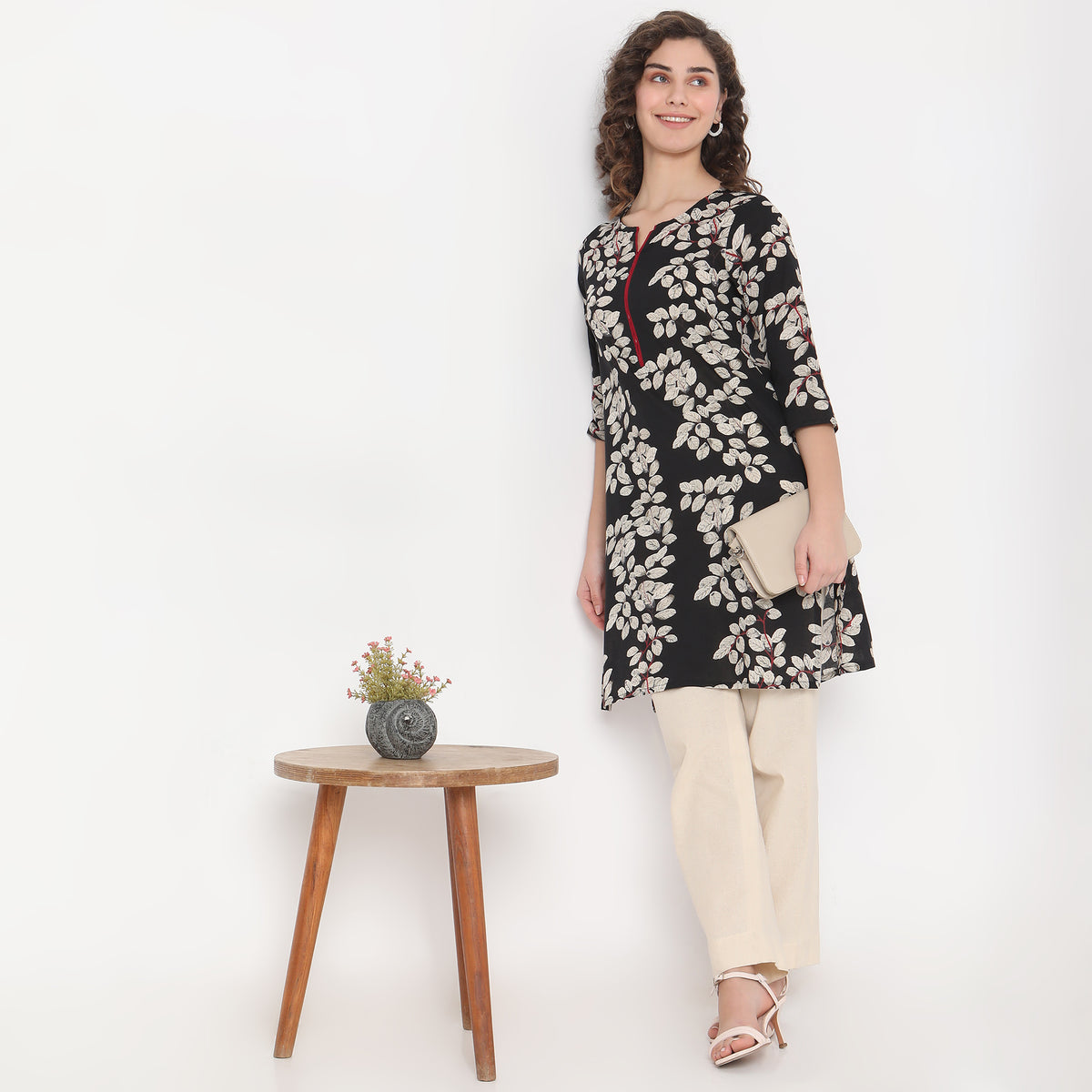 Straight Fit Floral Kurta