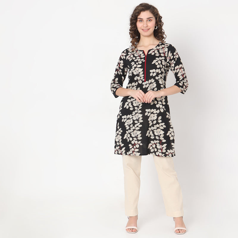 Straight Fit Floral Kurta