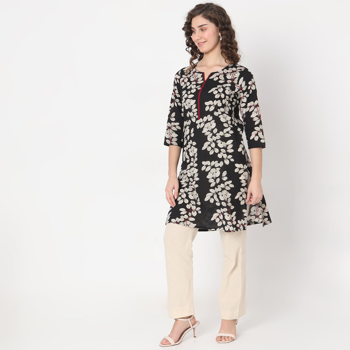 Straight Fit Floral Kurta