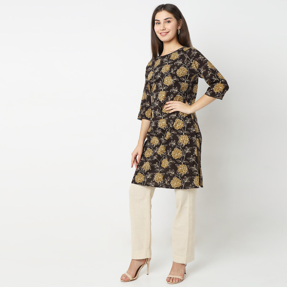 Straight Fit Floral Kurta