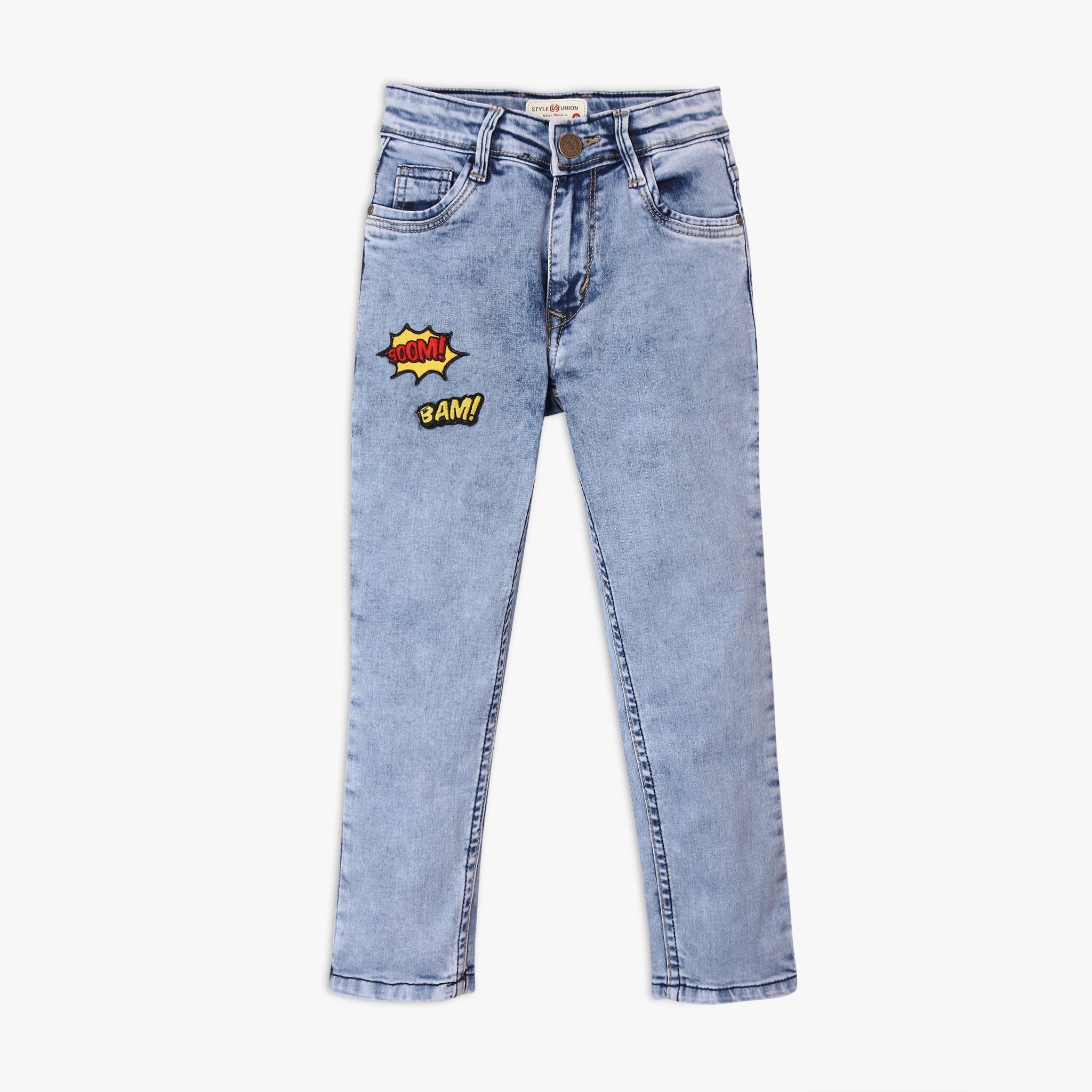 Boy's Regular Fit Solid Mid Rise Jeans
