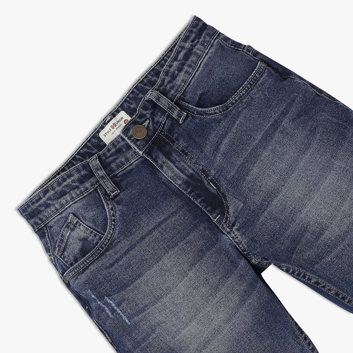 Boy's Regular Fit Solid Mid Rise Jeans