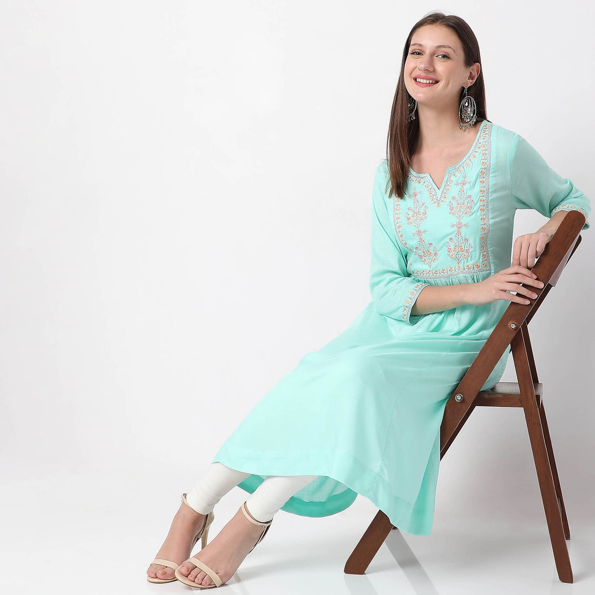 Flare Fit Embroidered Kurta