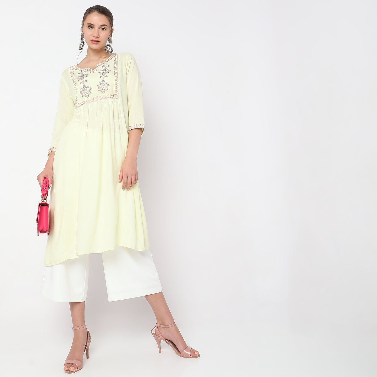 Flare Fit Embroidered Kurta