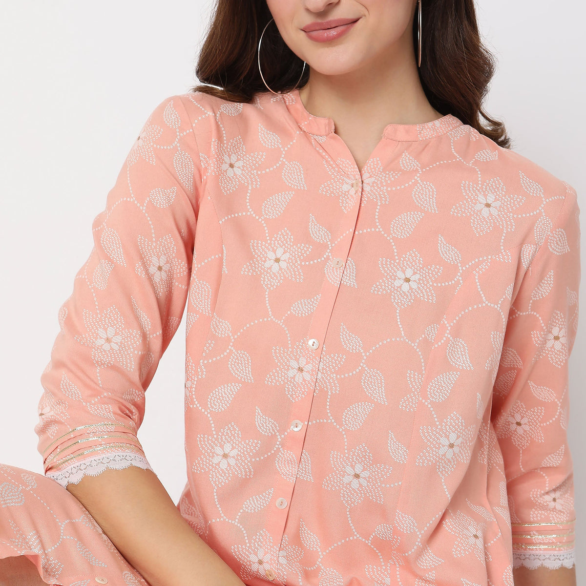 Women Wearing Flare Fit Printed Kurta