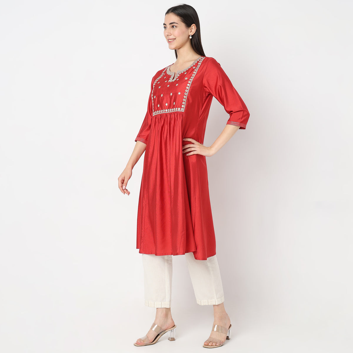 Flare Fit Embroidered Kurta