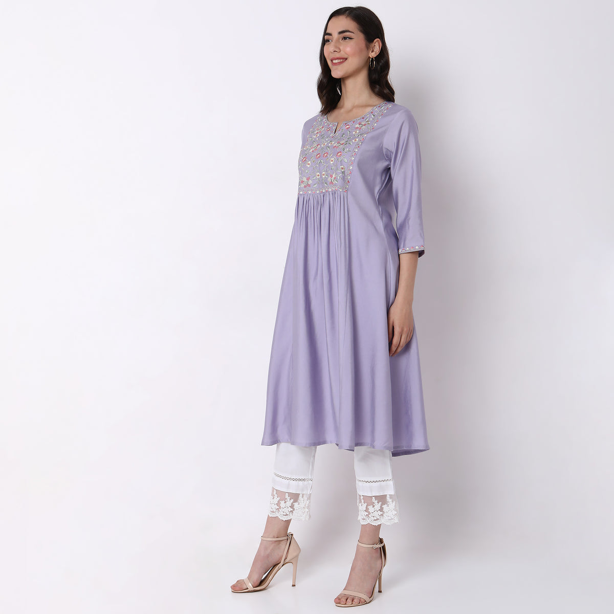 Flare Fit Embroidered Kurta