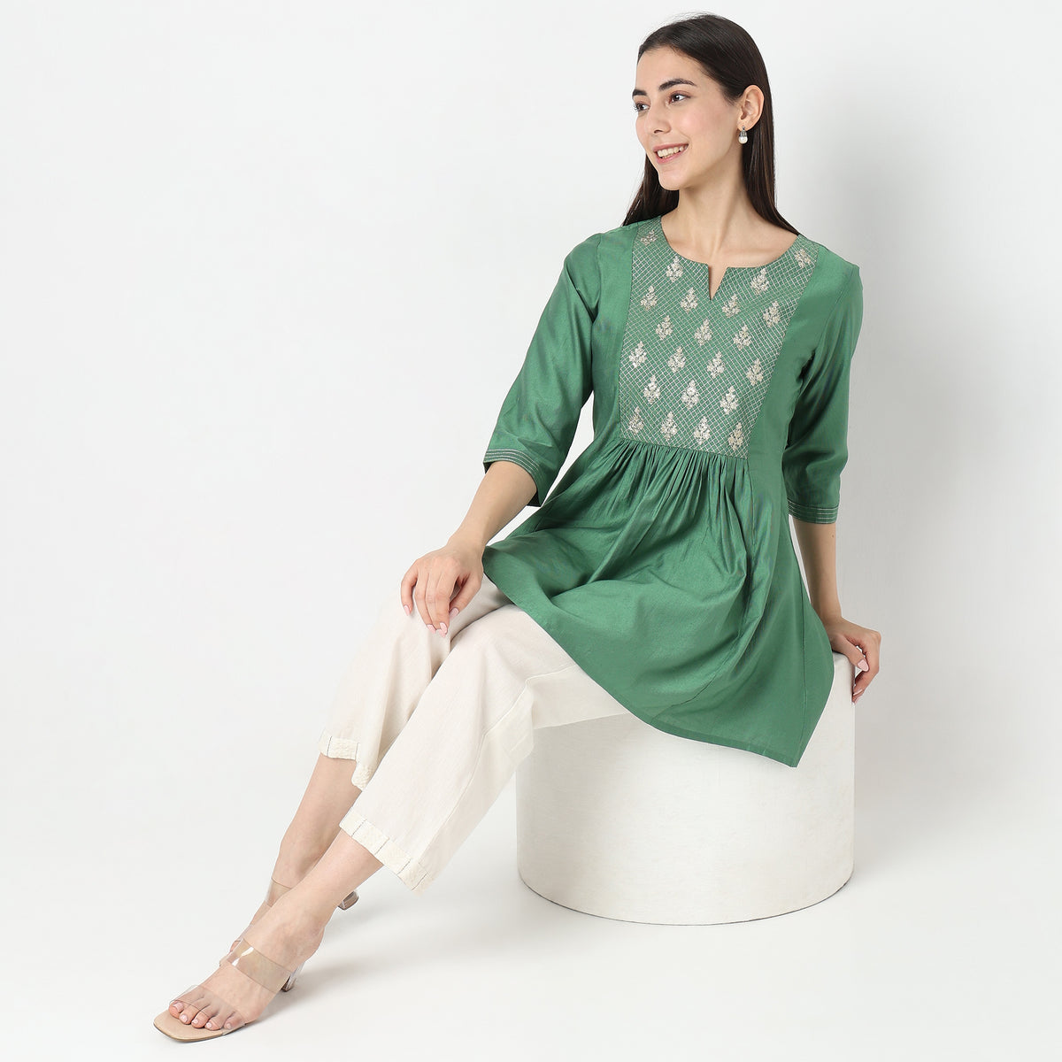 Flare Fit Embroidered Kurta