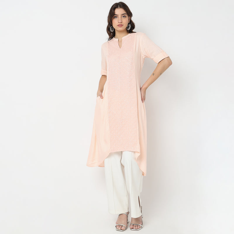 Flare Fit Embroidered Kurta