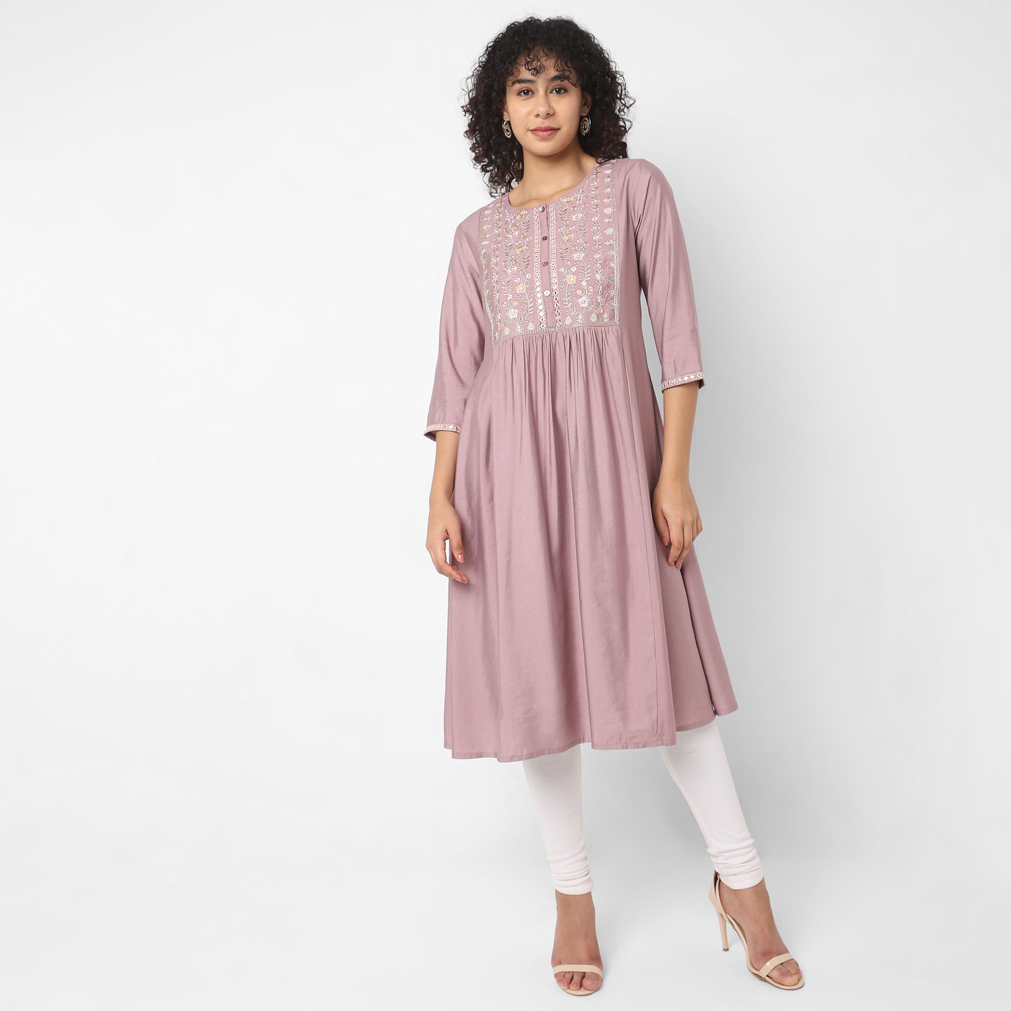 Flare Fit Embroidered Kurta