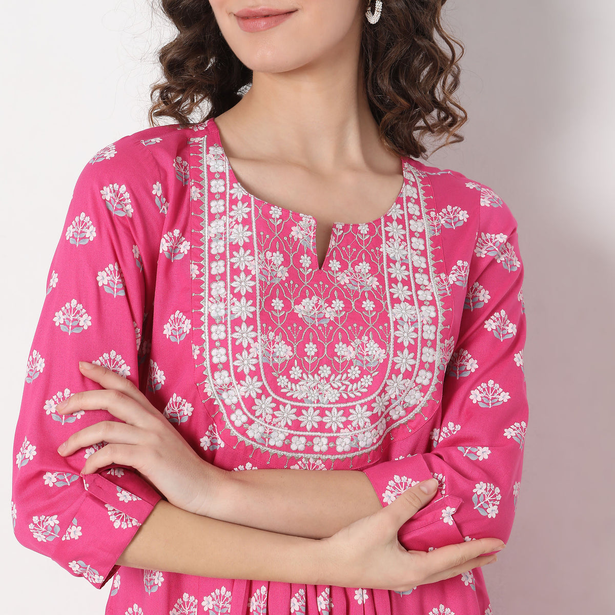 Flare Fit Embroidered Kurta