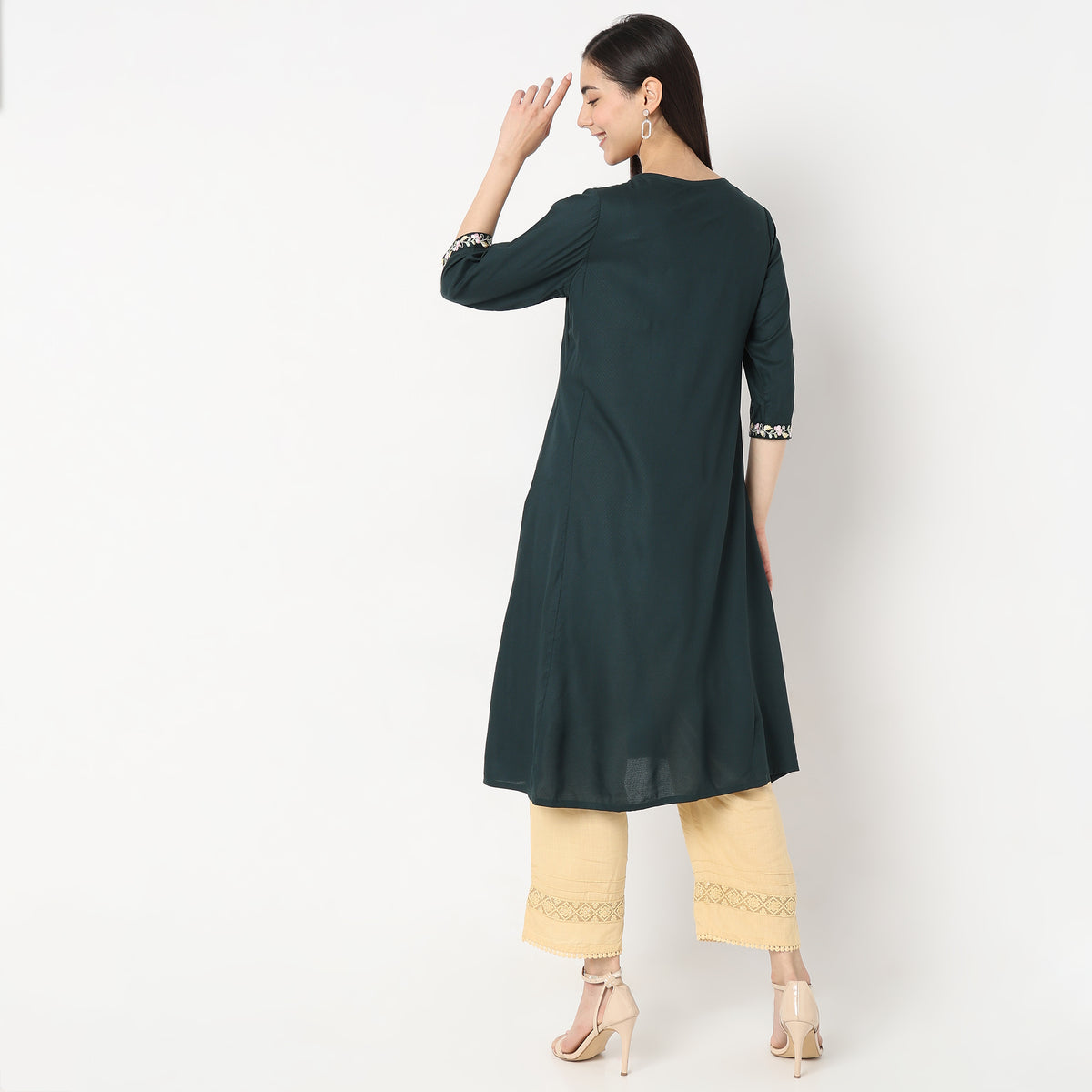 Flare Fit Embroidered Kurta