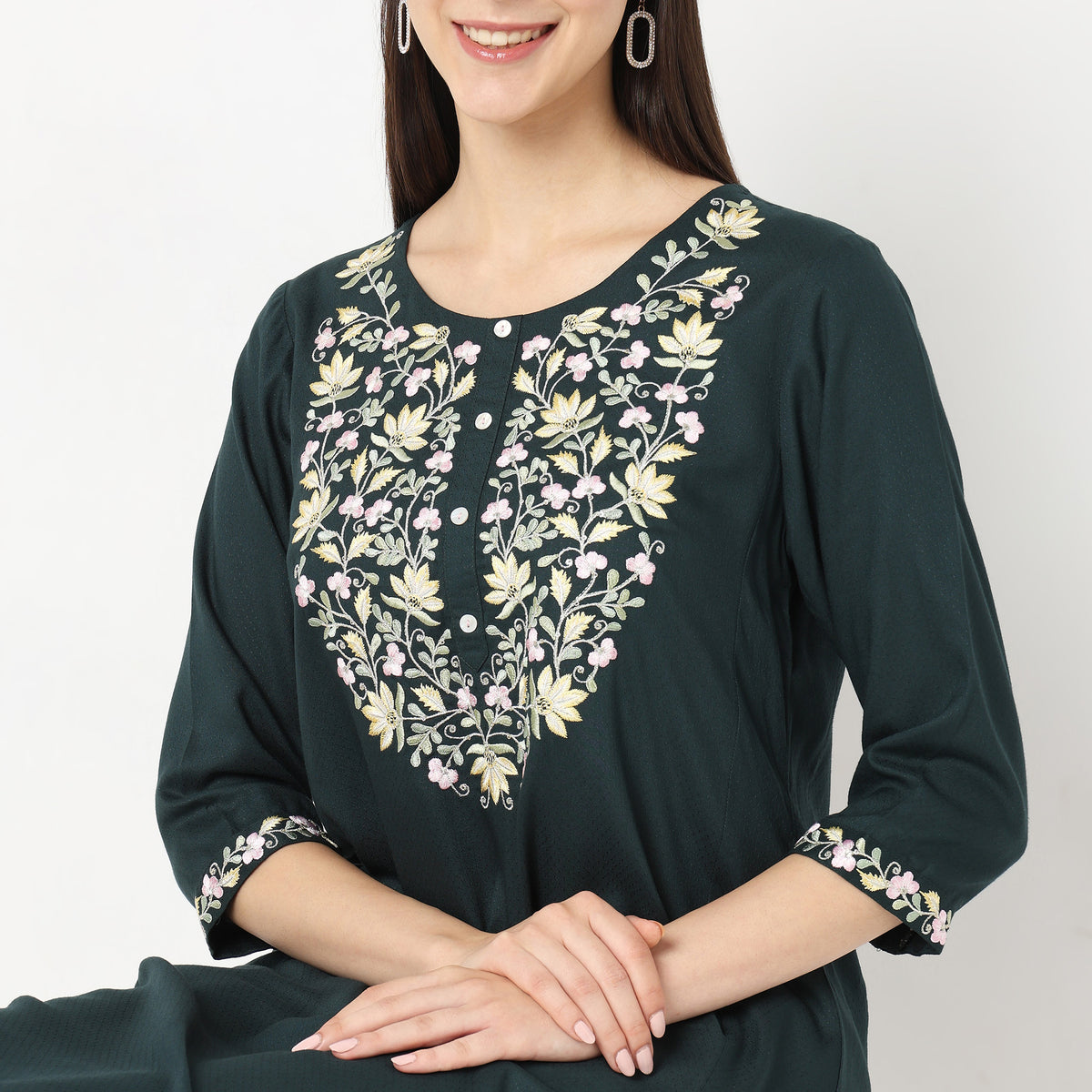 Flare Fit Embroidered Kurta