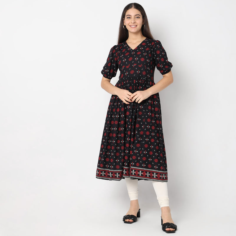 Flare Fit Printed Kurta