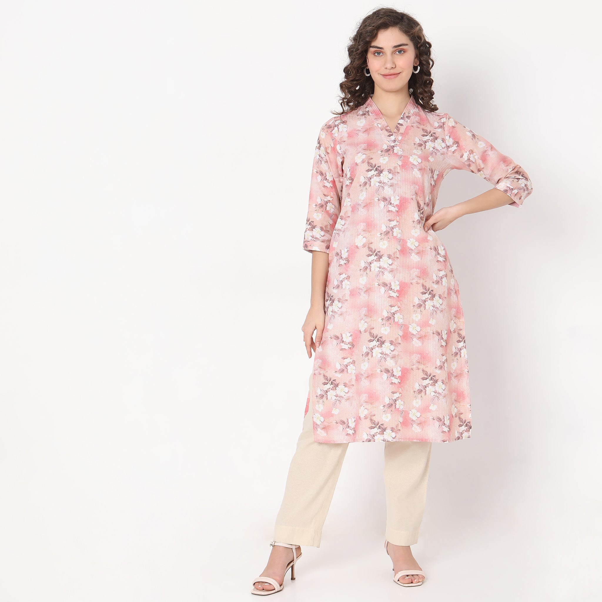 Straight Fit Floral Kurta