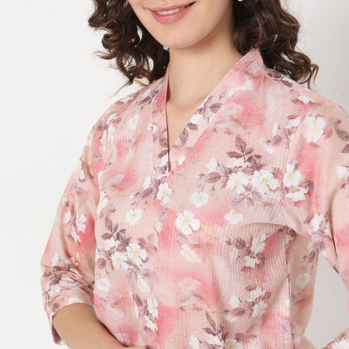 Straight Fit Floral Kurta