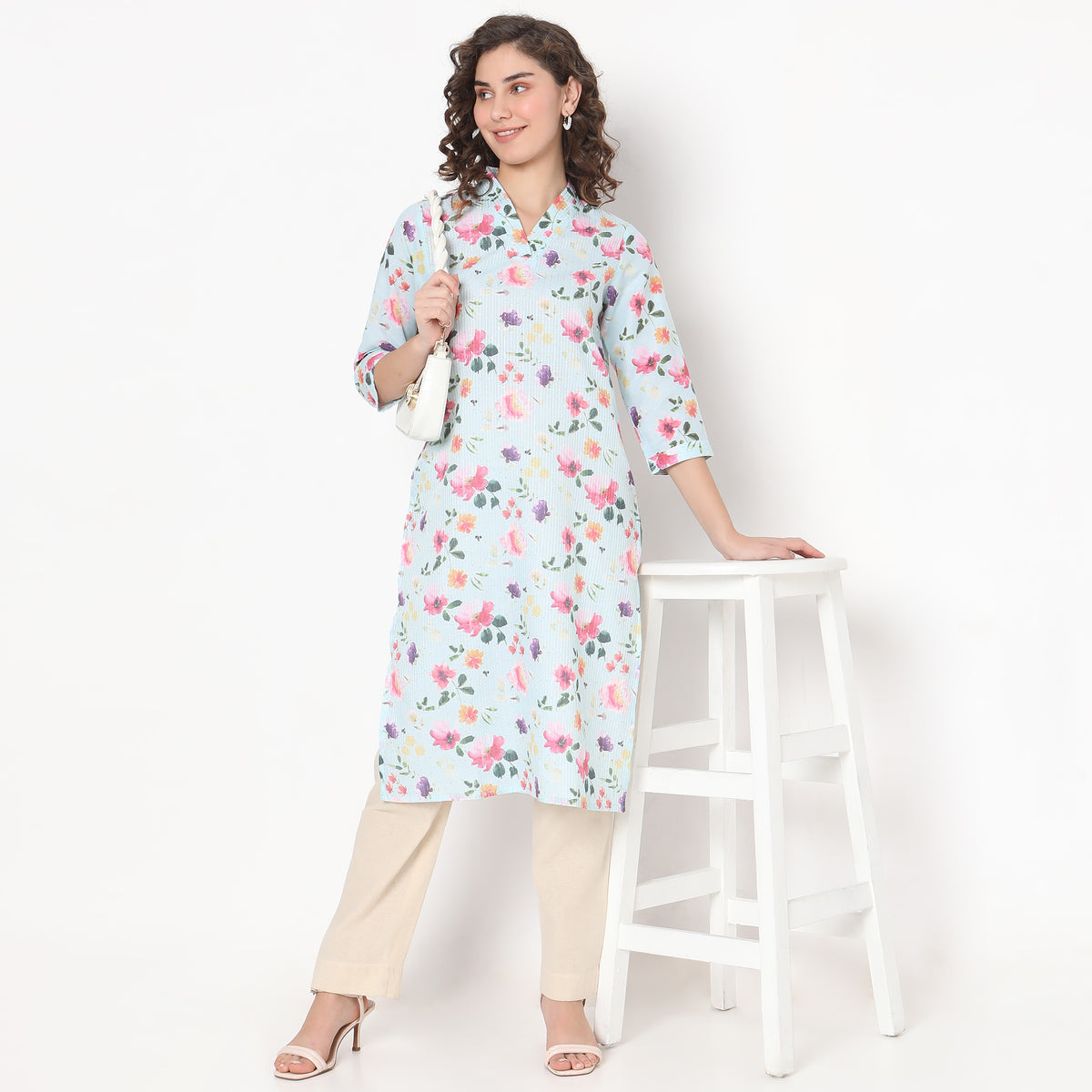 Straight Fit Floral Kurta