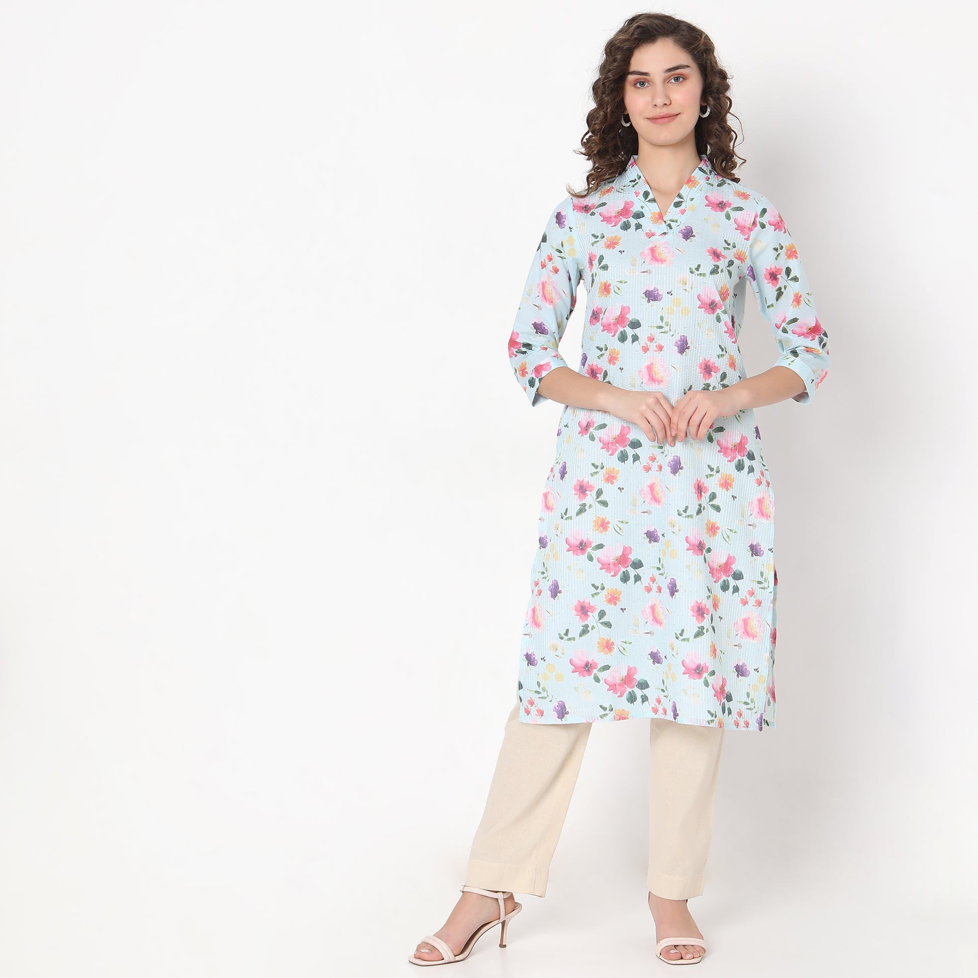 Straight Fit Floral Kurta