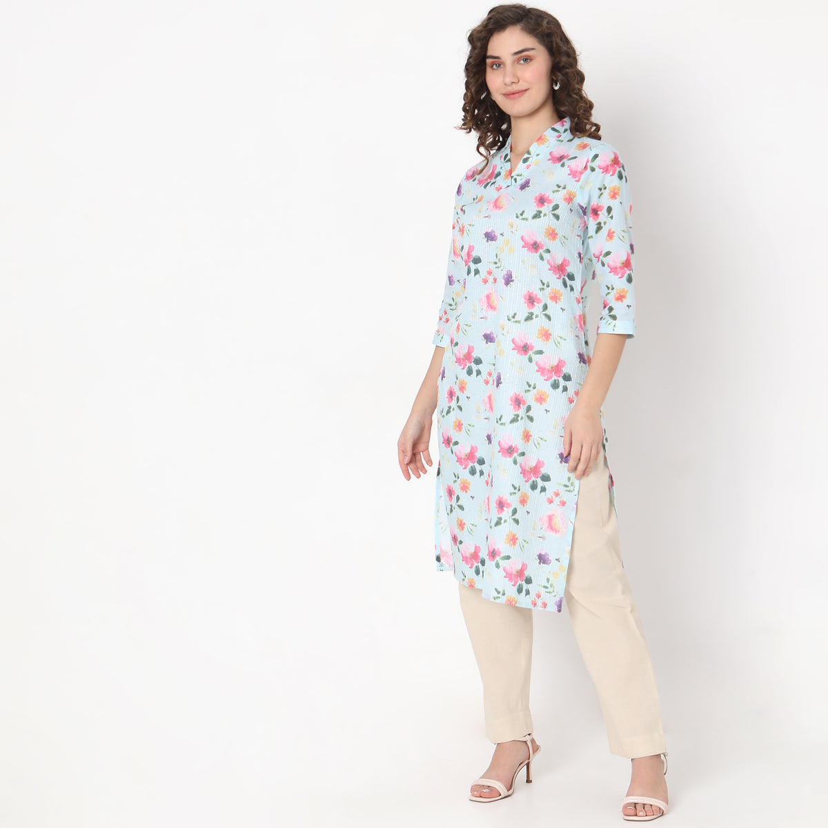 Straight Fit Floral Kurta