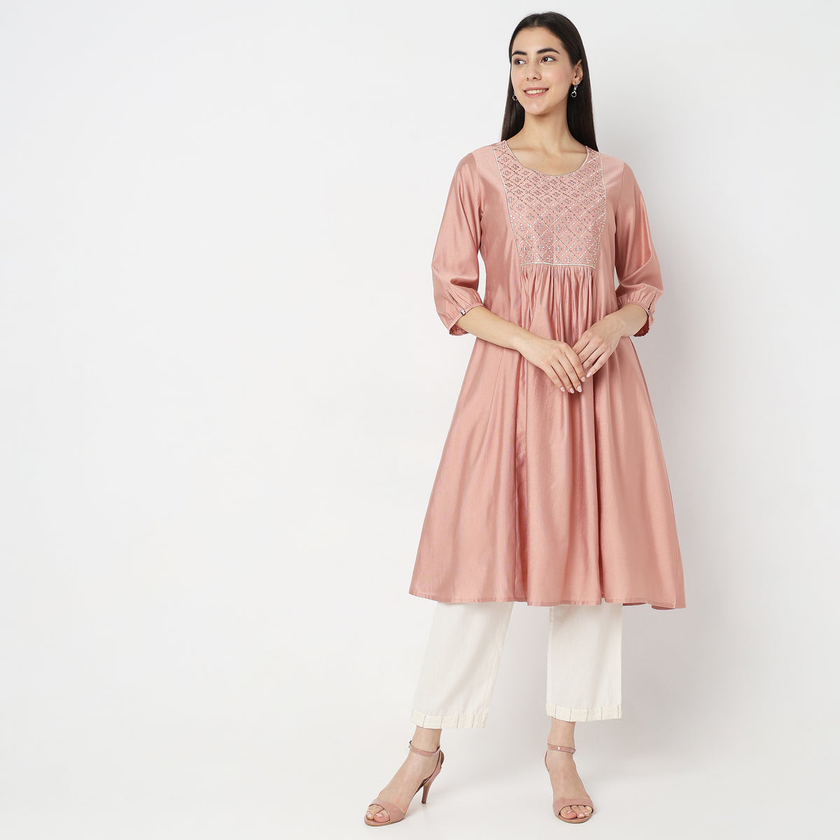 Flare Fit Embellished Kurta