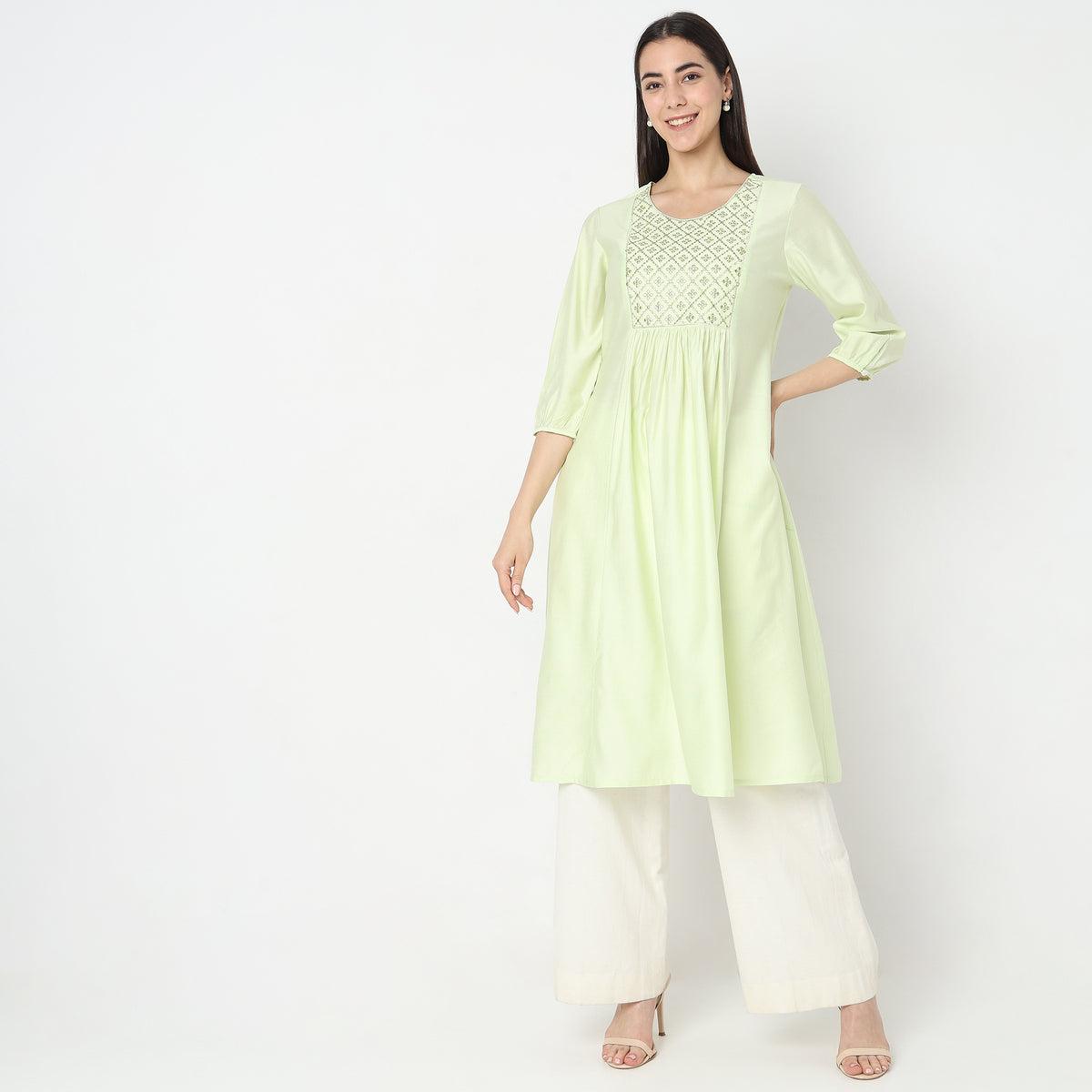 Flare Fit Embellished Kurta