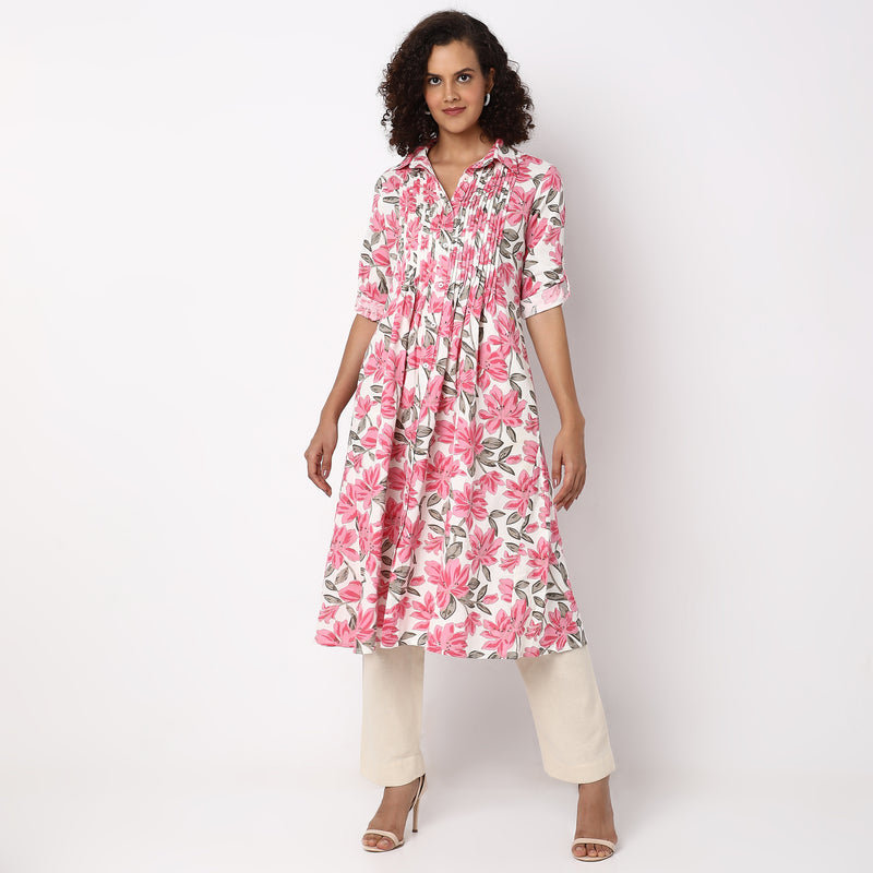 Straight Fit Floral Kurta