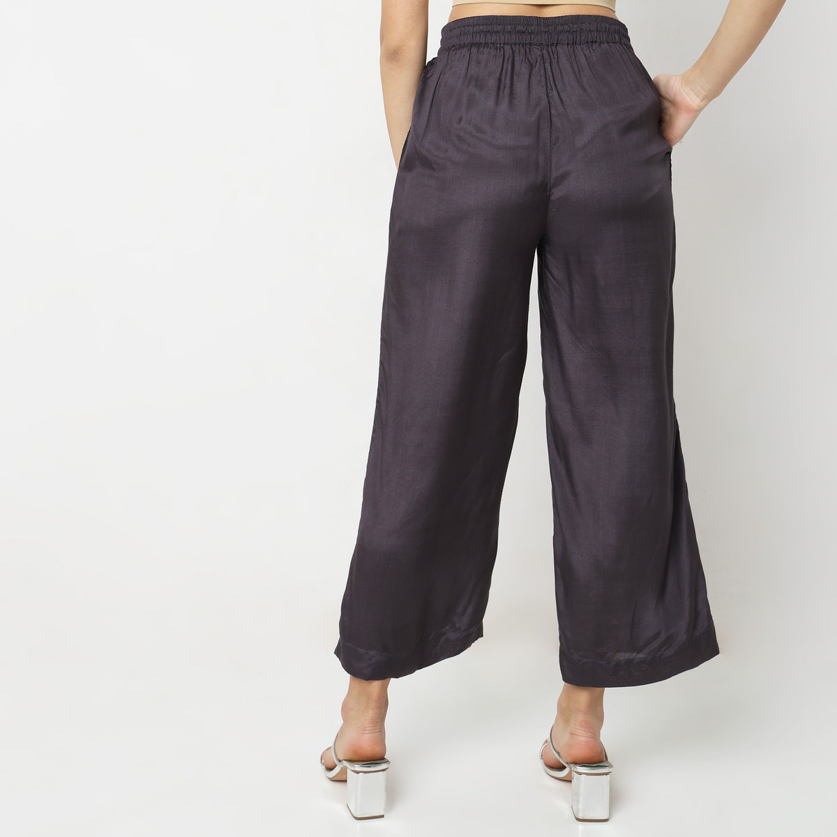 Mid Flare Solid Mid Rise Palazzos