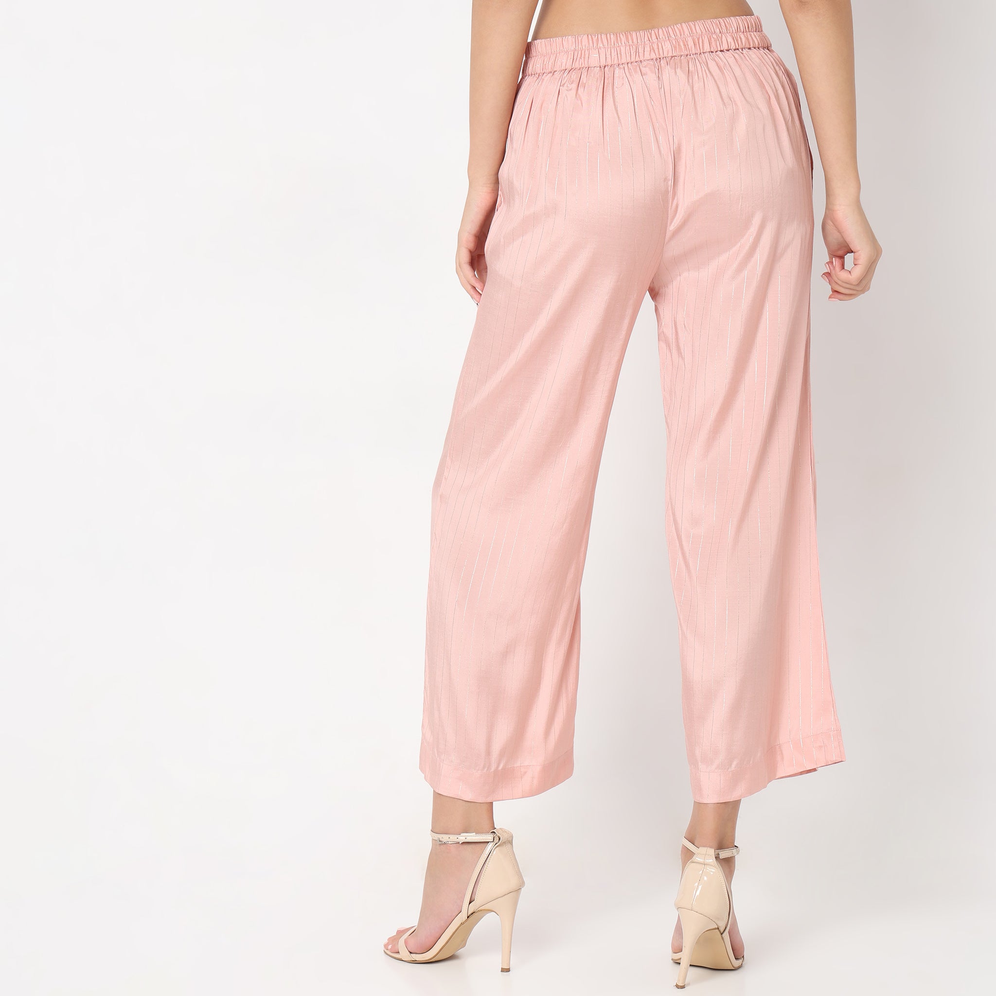 Regular Fit Striped High Rise Palazzos