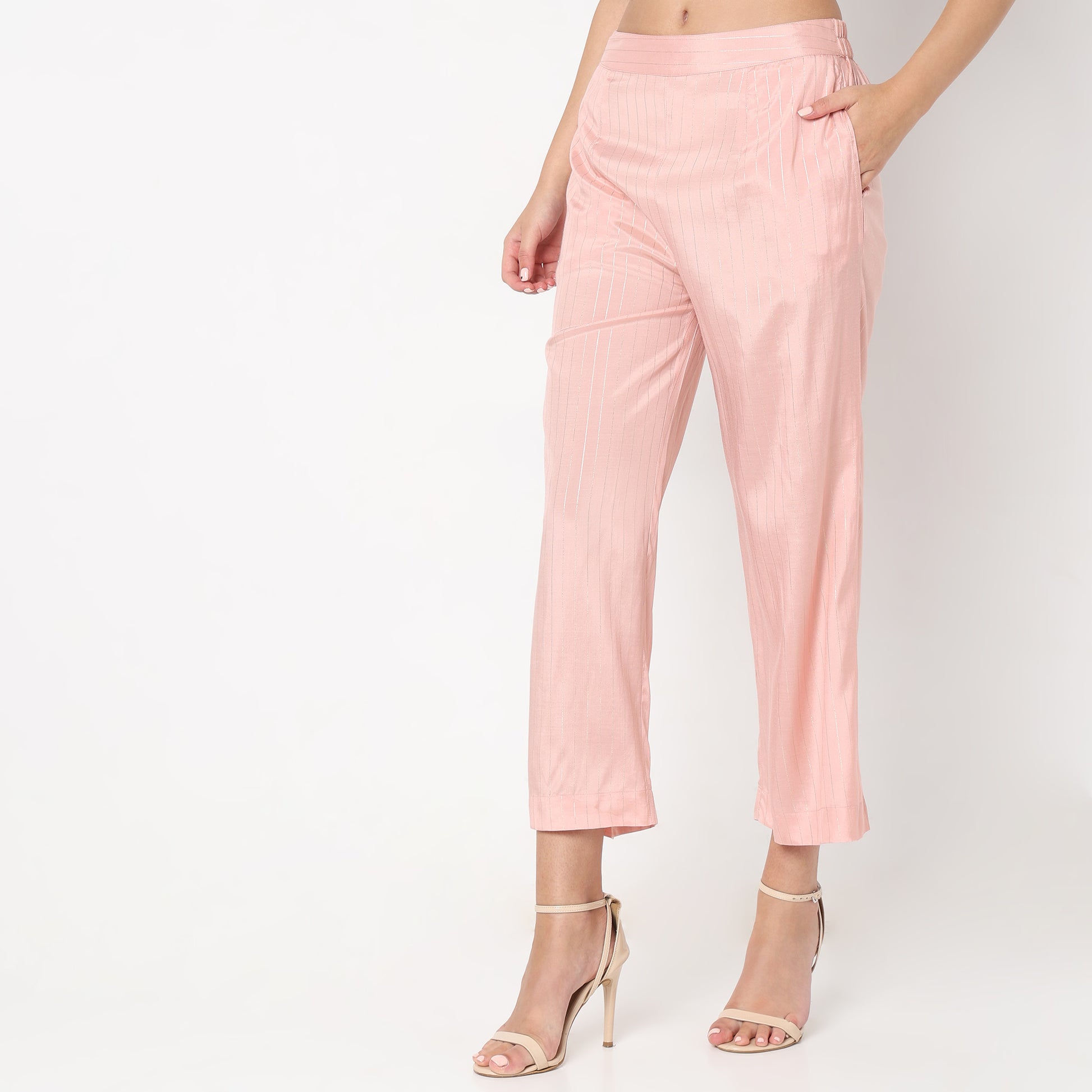 Regular Fit Striped High Rise Palazzos