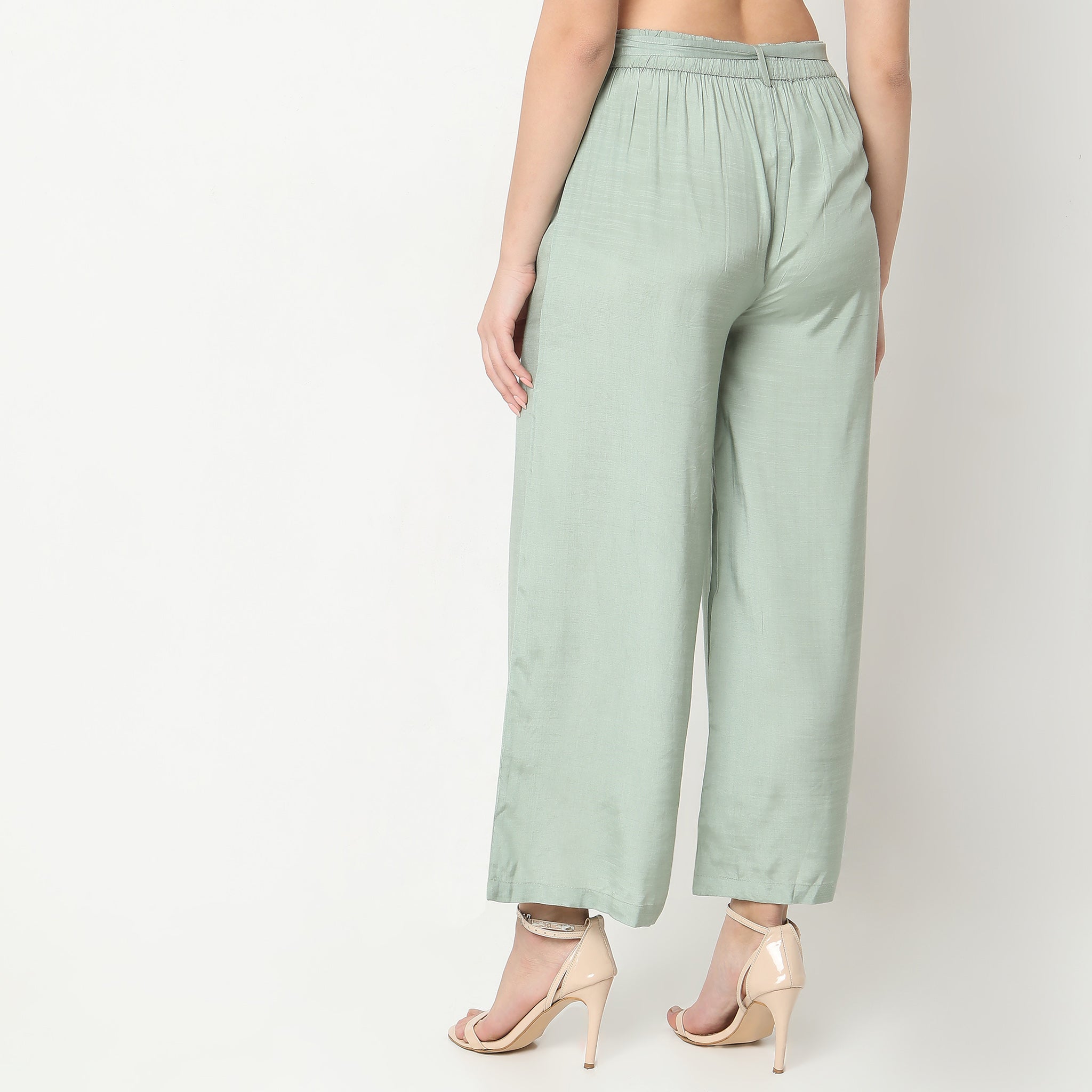 Mid Flare Solid High Rise Culottes