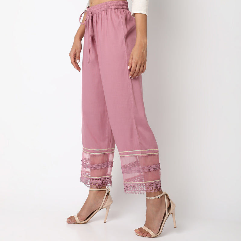 Straight Fit Solid Palazzos