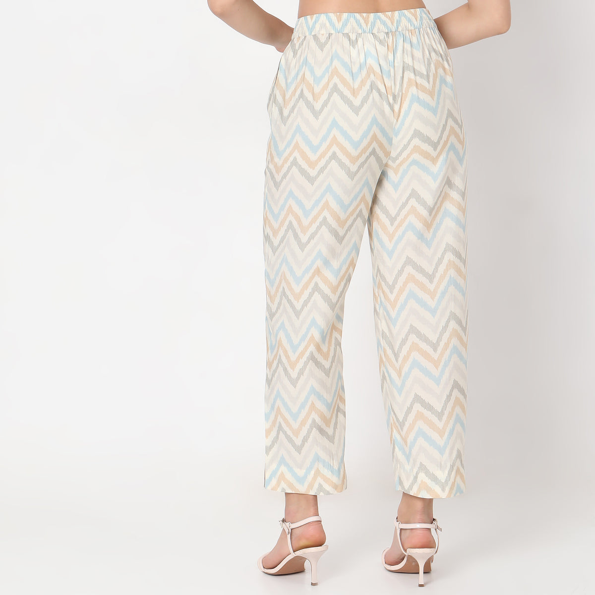 Straight Fit Printed Mid Rise Palazzos