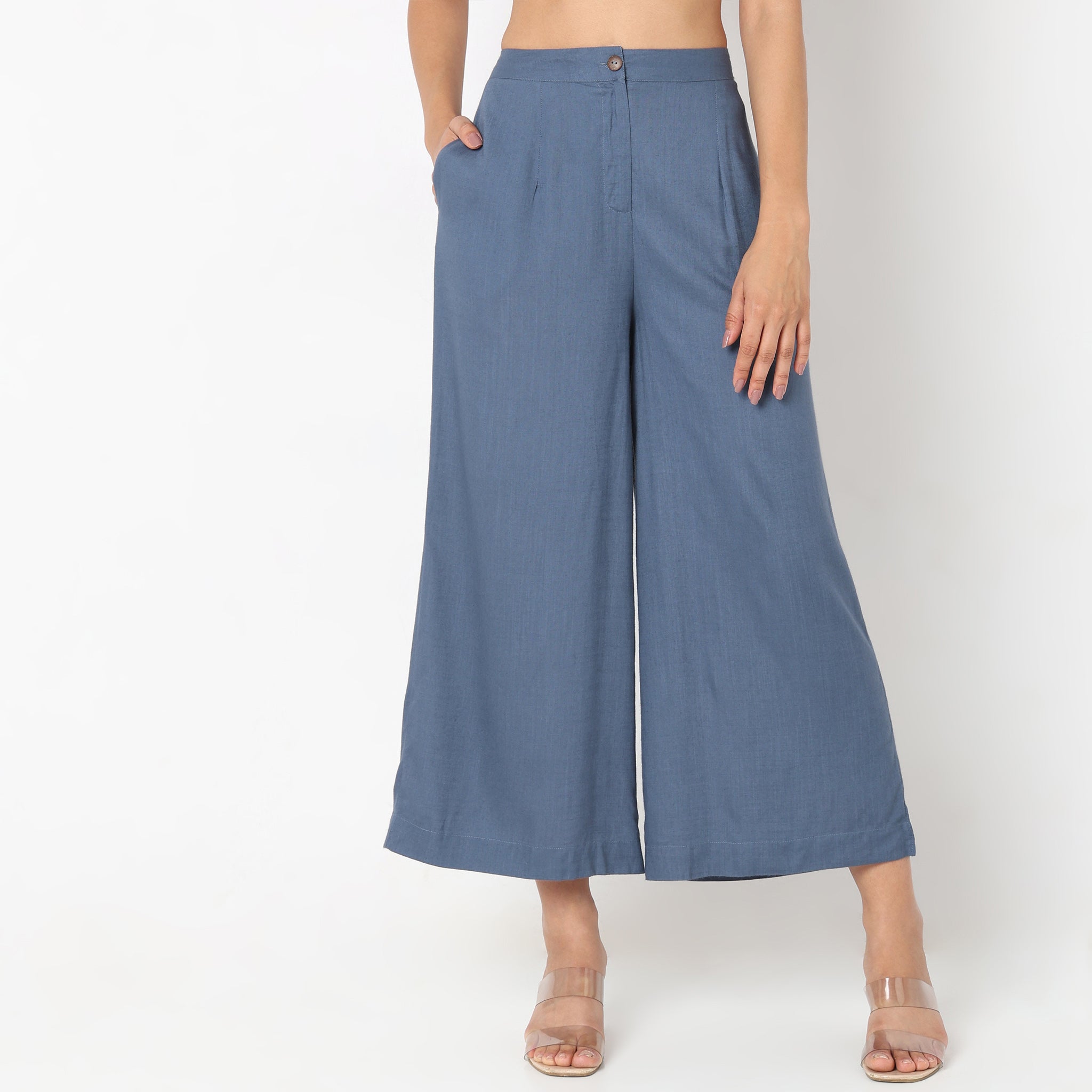 Buy V3E Casual Flared Denim Palazzo Pants for Women (Light Blue,32)-(Pack  of 02) at Amazon.in