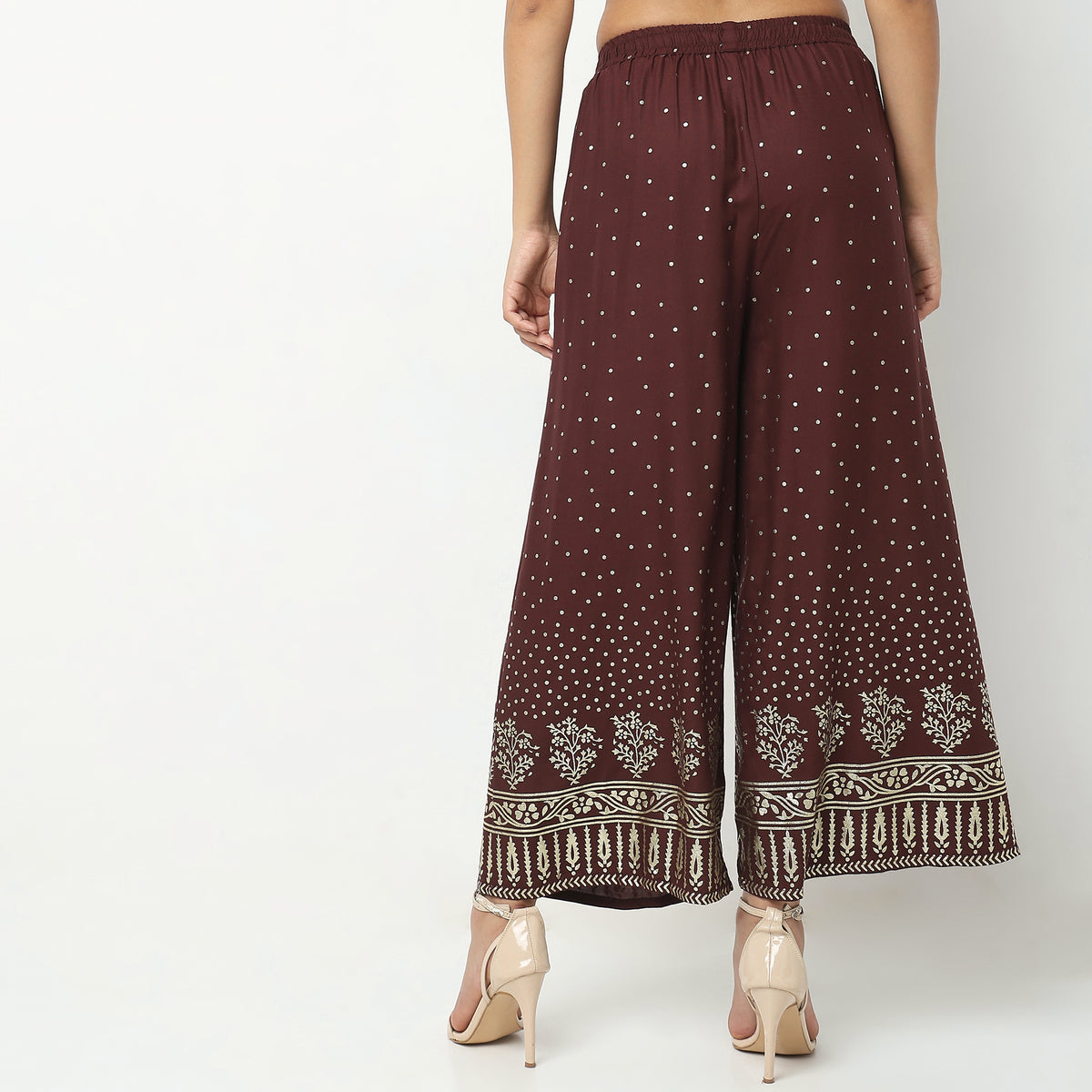 Flare Fit Printed High Rise Ethnic Palazzos