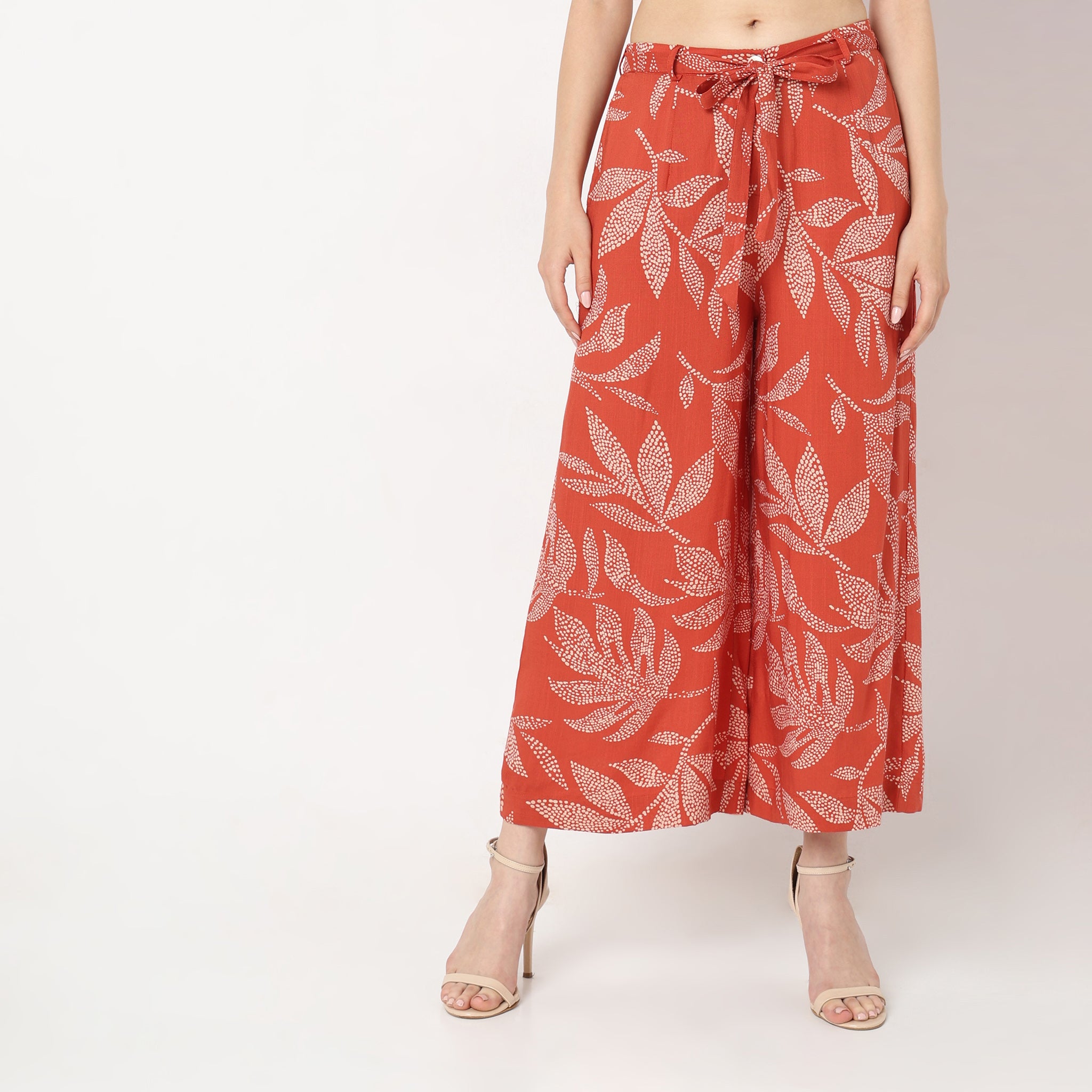 Flare Fit Printed High Rise Palazzos