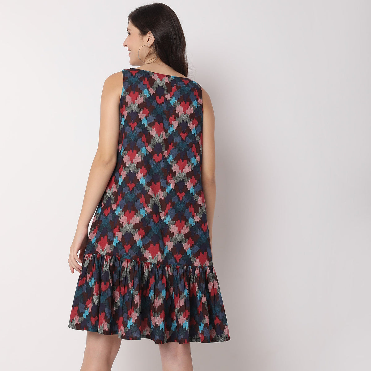 Women Wearing Flare Fit Printed Dress