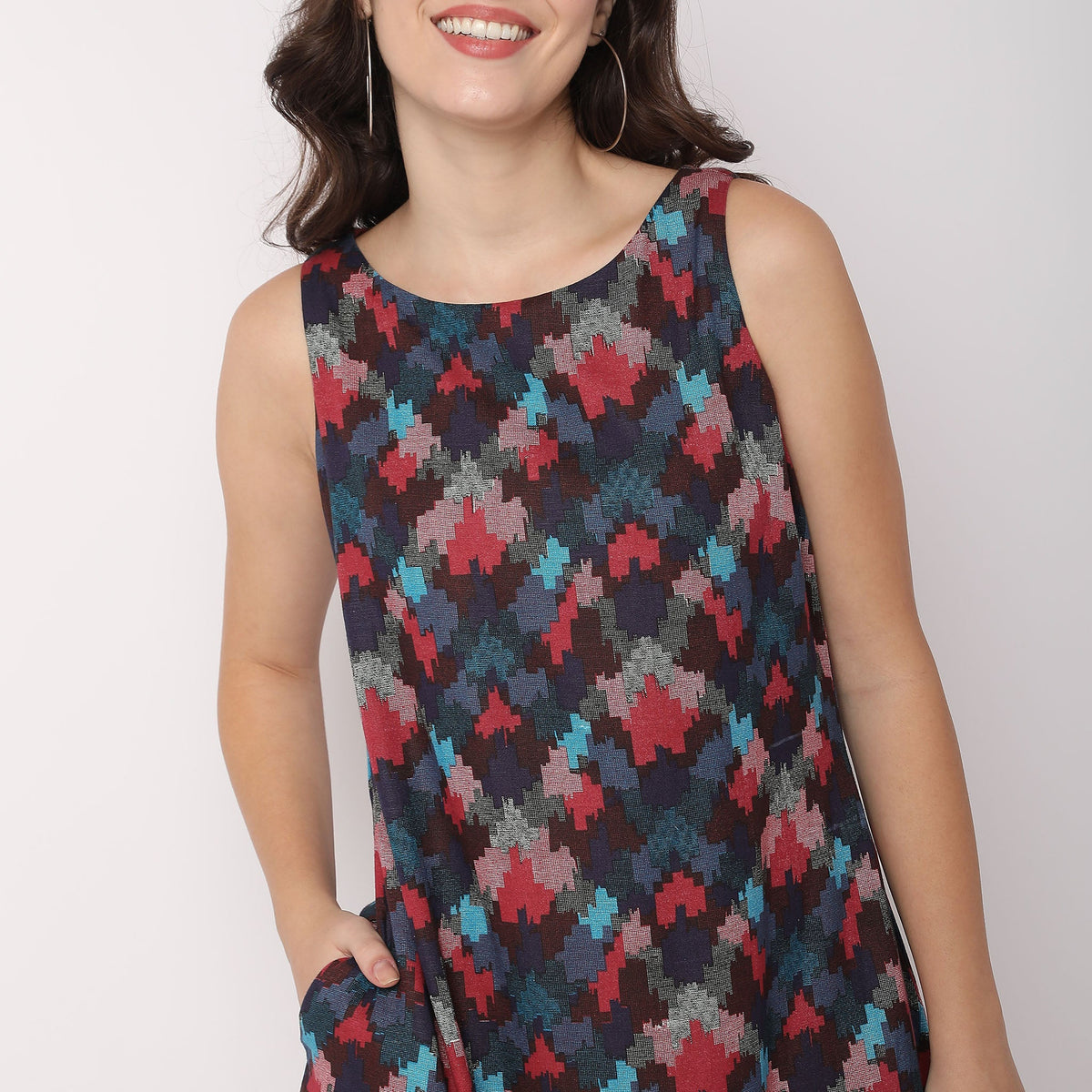 Women Wearing Flare Fit Printed Dress