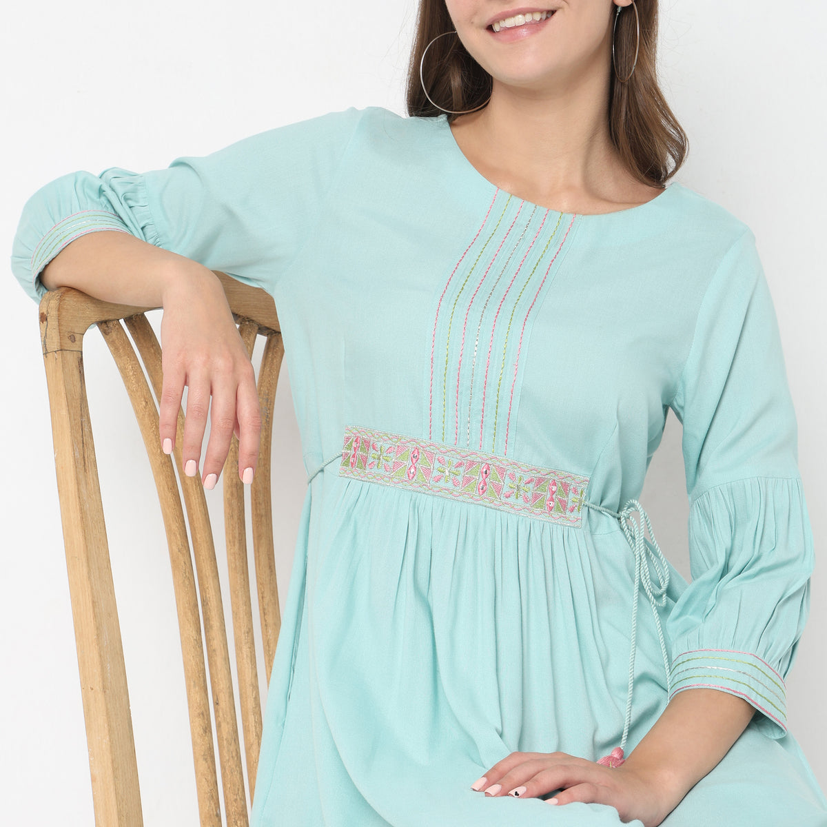 Flare Fit Embroidered Kurta