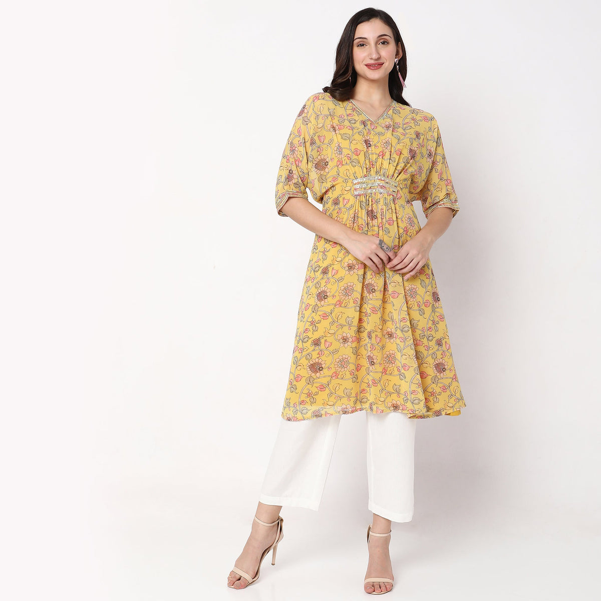 Women Wearing Relaxed Fit Kalamkari Kurta