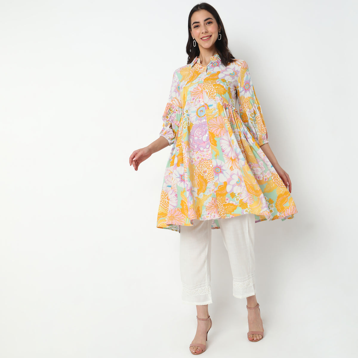 Flare Fit Floral Kurta