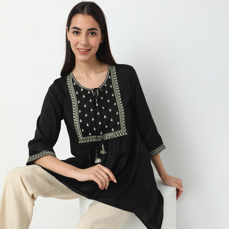 Flare Fit Embroidered Kurta