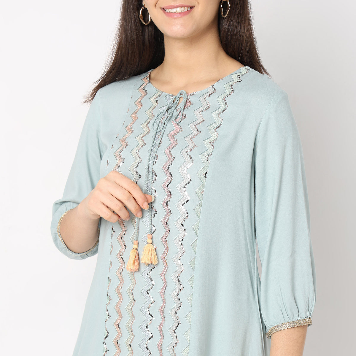 Mid Flare Embroidered Kurta